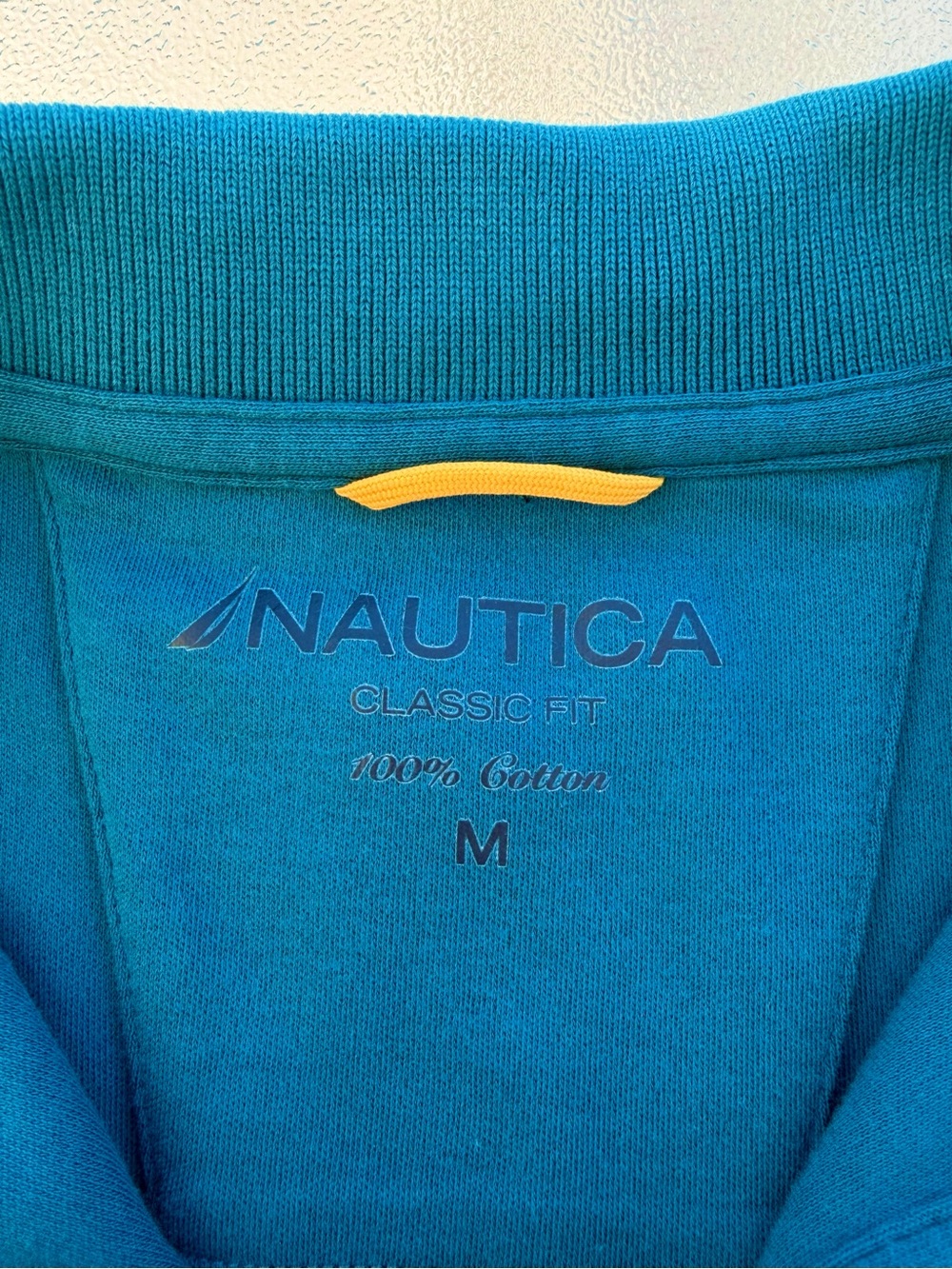 Nautica Teal Blue Classic Fit Cotton Deck Polo Shirt ~ Men’s Medium - Picture 5 of 8